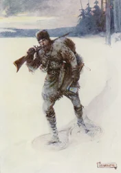 Seul à travers la neige sans piste